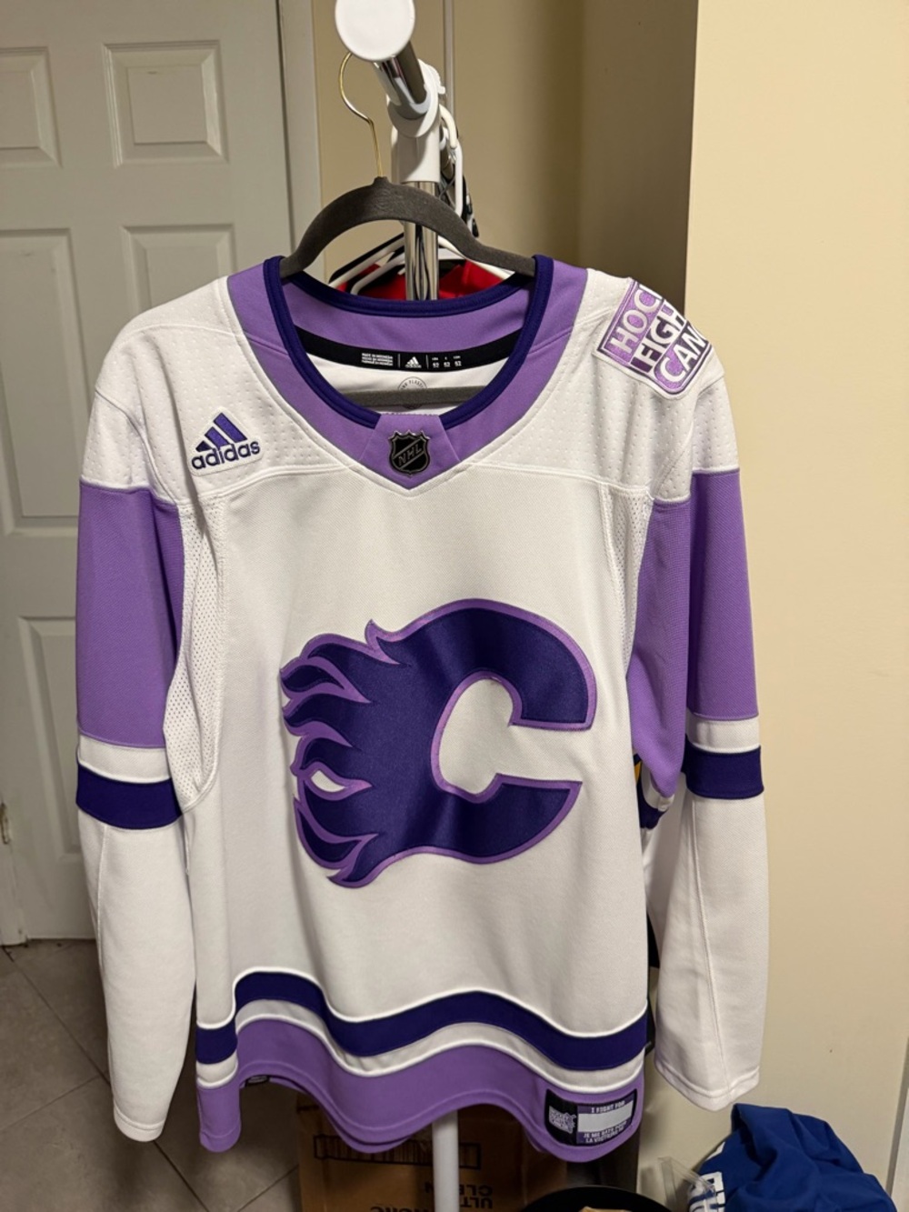 adidas White and Purple NHL Hockey Jersey with Embroidered Crest